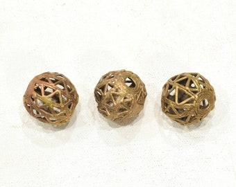 Beads African Brass Round Triangle Cage Bead