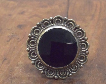 Tibetan Silver Black Onyx Ring
