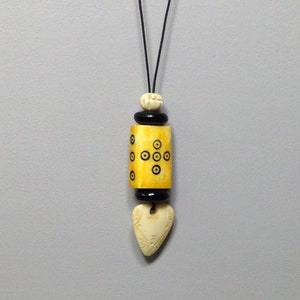 Indonesian Yellow Bone  Horn Cord Pendant Necklace