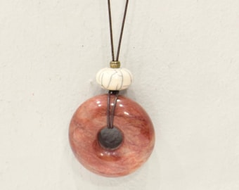 Carnelian Chunk Ring Pendant Necklace