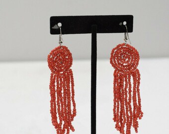 Earrings Red Beaded Earrings