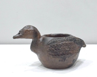 African  Brown Kakamega Clay Duck Storage Pot Kenya