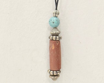 Chinese Turquoise Bauxite Silver Cord Necklace