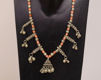 Middle East Silver Silver Coral Charms Necklace