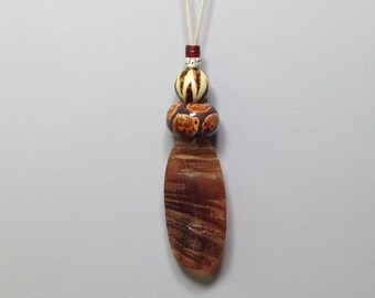 Indonesian Horn Pendant Wood Bead Neckalce