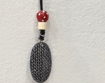 Necklace African Black White Soapstone Cord Necklace