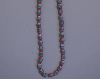 African Sand Cast Blue Red Glass Beads