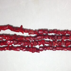 Beads Red Bamboo Coral Dyed Strand  15 -20mm