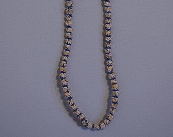 Beads African Sand Cast Strand Blue Red Yellow Round Glass  Beads Handmade Tribal Yellow Blue Necklace Jewelry Glass Beads