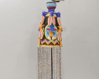 African Yoruba Beaded Multi Colored Bird Crown