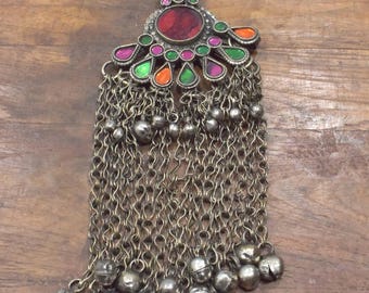 Middle Eastern Silver Kuchi Glass Pendant