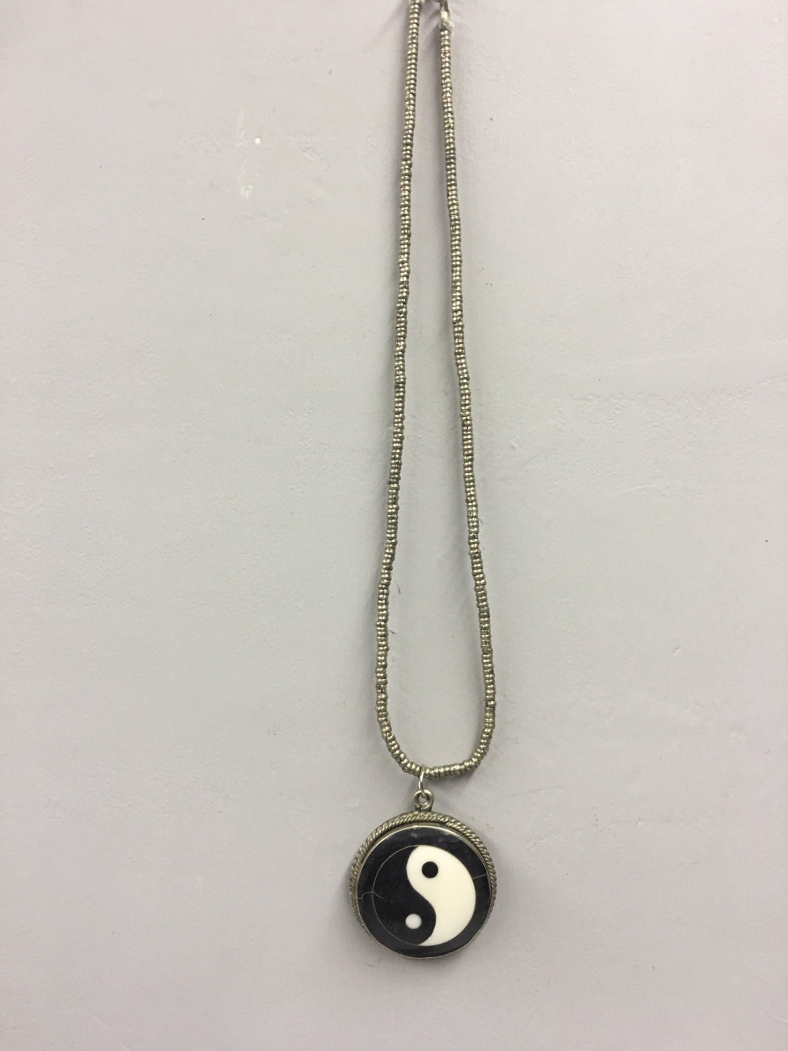 Pendant Yin and Yang Chinese Necklace Handmade Black Horn Dark White ...