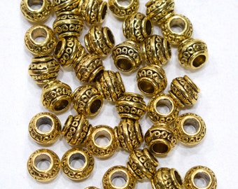 Beads Chinese Brass Etched Rondelle Beads 8-9mm