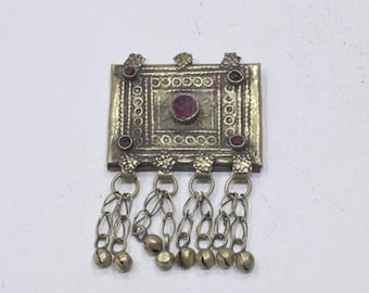 Middle Eastern Silver Kuchi Glass Pendant