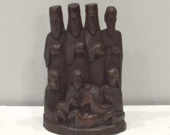 African Ebony Wood Christmas Nativity Sculpture Tanzania