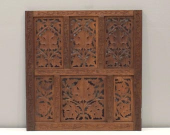 Indian Hand Carved Teak Wood Screen Panel Design