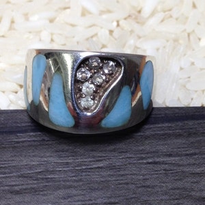 Sterlingzilveren Larimar-ring met zirkonia&#39;s
