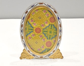 Picture Frame Cloisonné' Floral Brass Chinese Enamel Decor Frame