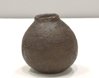 African Clay Storage Pot Lobi Tribe Burkina Faso