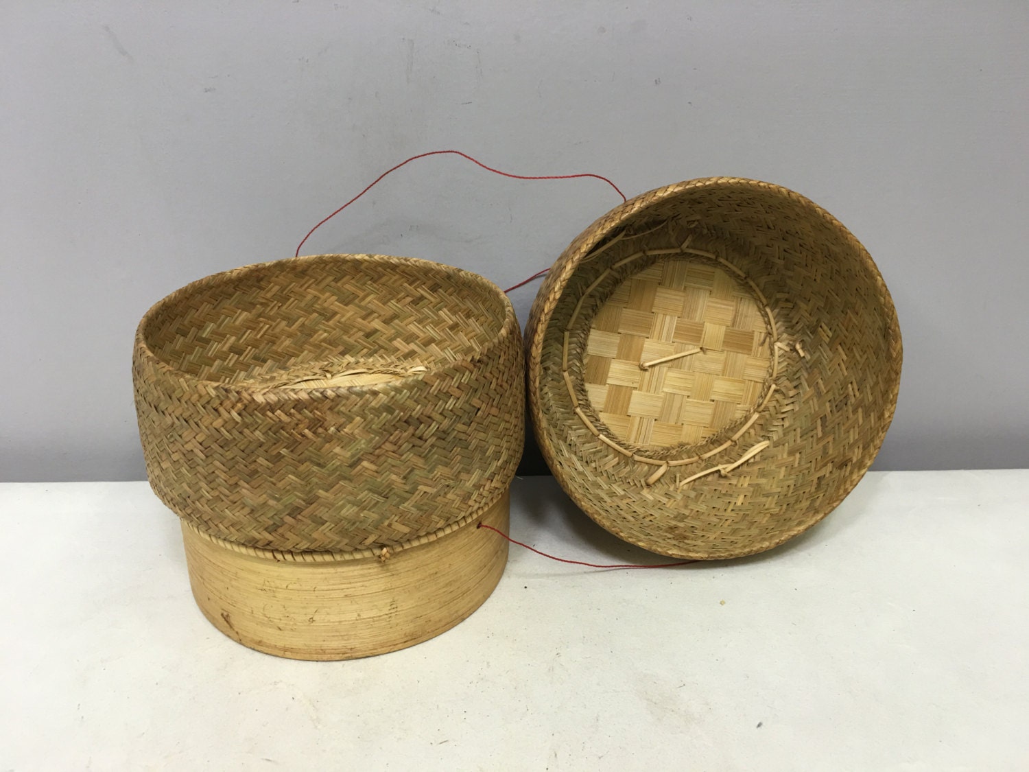 Basket Stickly Rice Bamboo Wood Basket Laos Handmade Sticky Rice Basket