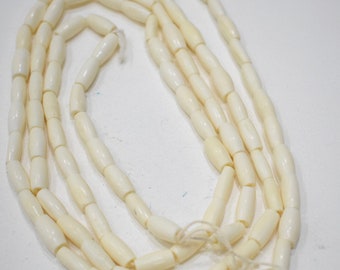 Beads White Small Bone Tube Beads India 12mm