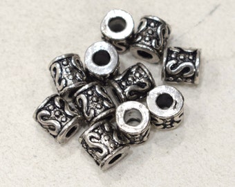 Beads Silver Etched Cube Beads 9mm