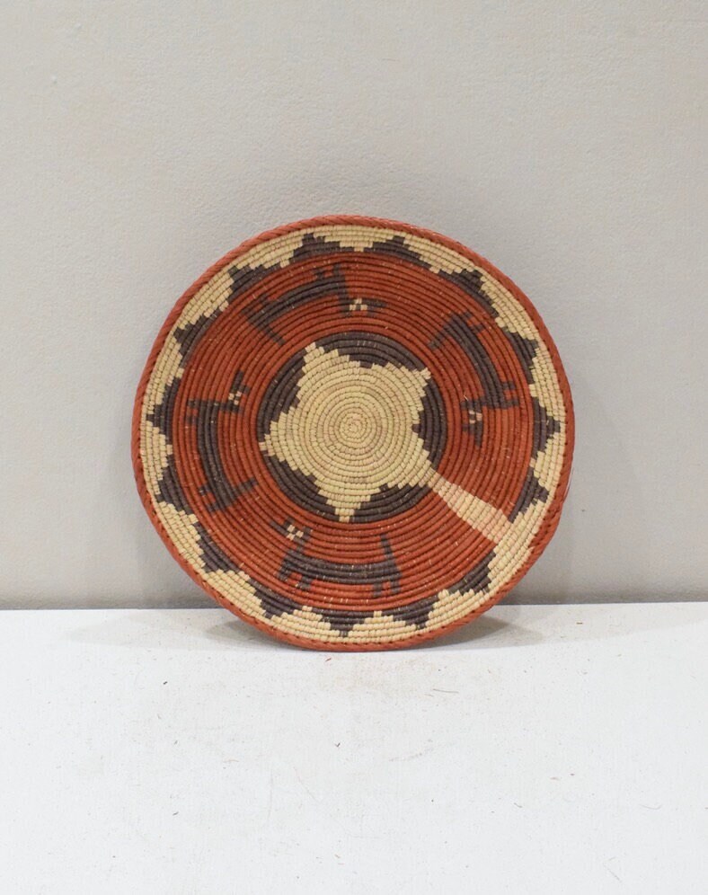 African Basket Botswana Natural Colors South Africa Woven Palm Food Basket