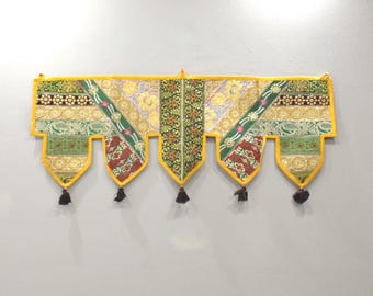 India Toran Handmade Embroidered Mirror Doorway Fabric Cover