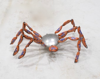 African Red and Orange Recycled Fanta Coke Bottle Cap Spider