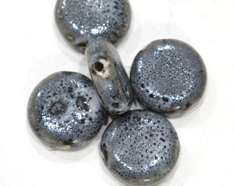 Beads Black Gray Porcelain Round Beads 20mm