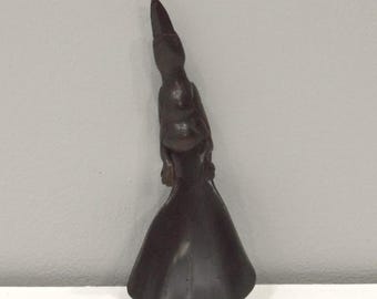 Indonesian Buffalo Horn Carved Rice Scoop Figurative Top