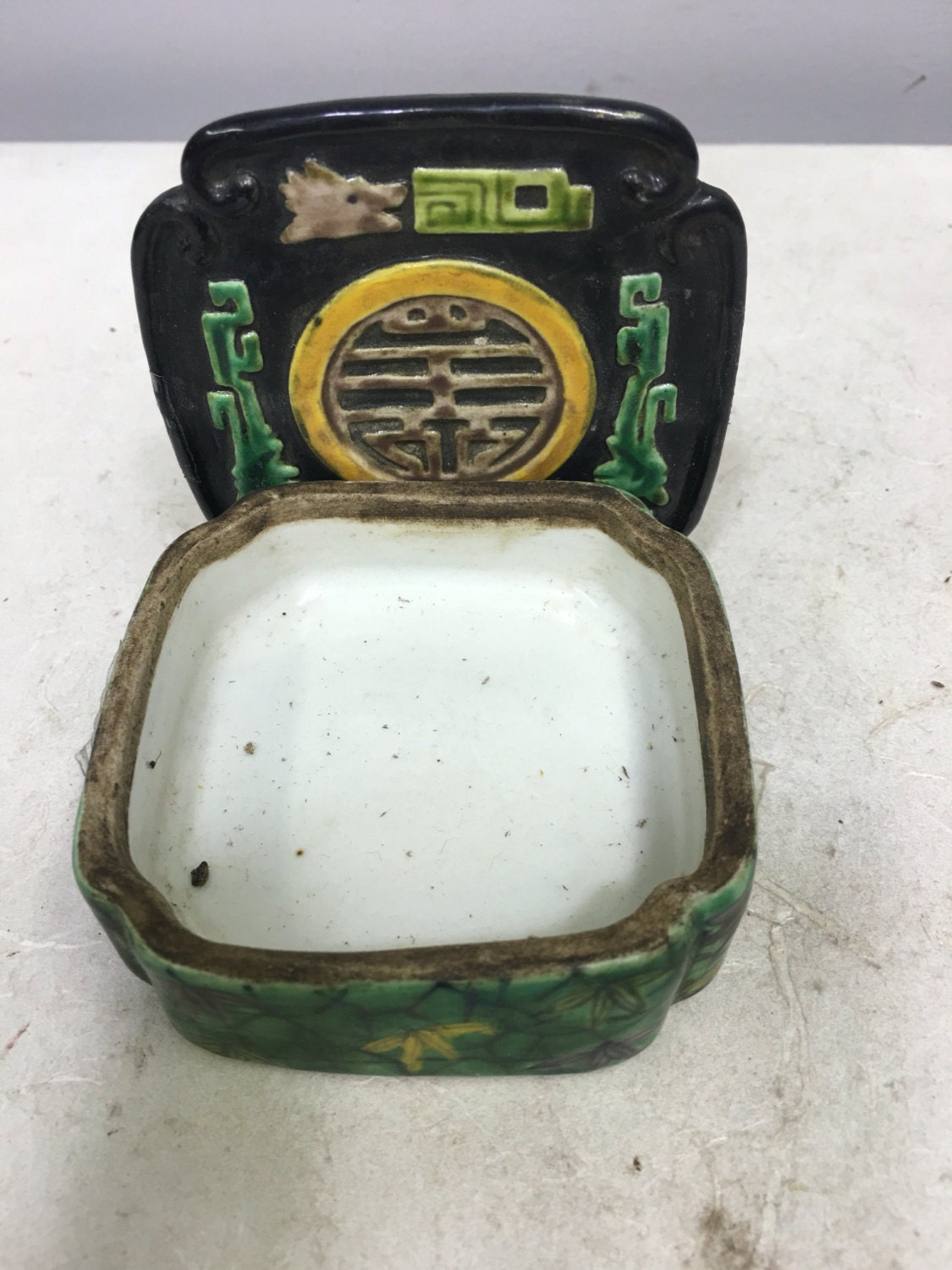 Asian Chinese Box Porcelain Box Hand Painted Handmade Handcrafted