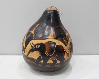 Gourd African Etched Gourd Tanzania Handmade Drinking Gourd