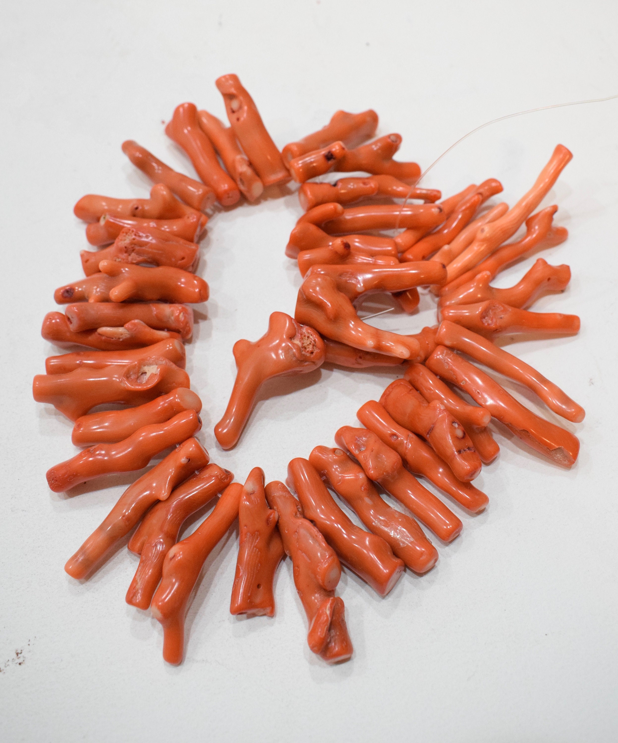 Beads Orange Coral Long Branch Beads 40mm 55mm
