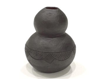 African Zulu Etched Pottery Vase
