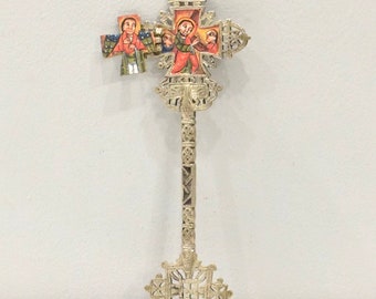 Ethiopian Icon Painted Coptic Cross