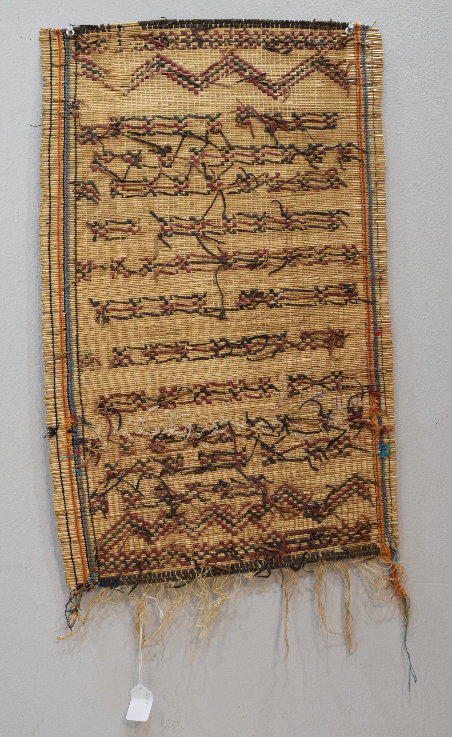 African Tuareg Woven Plant Tree Mat Mali Straw Leather Woven Tribal