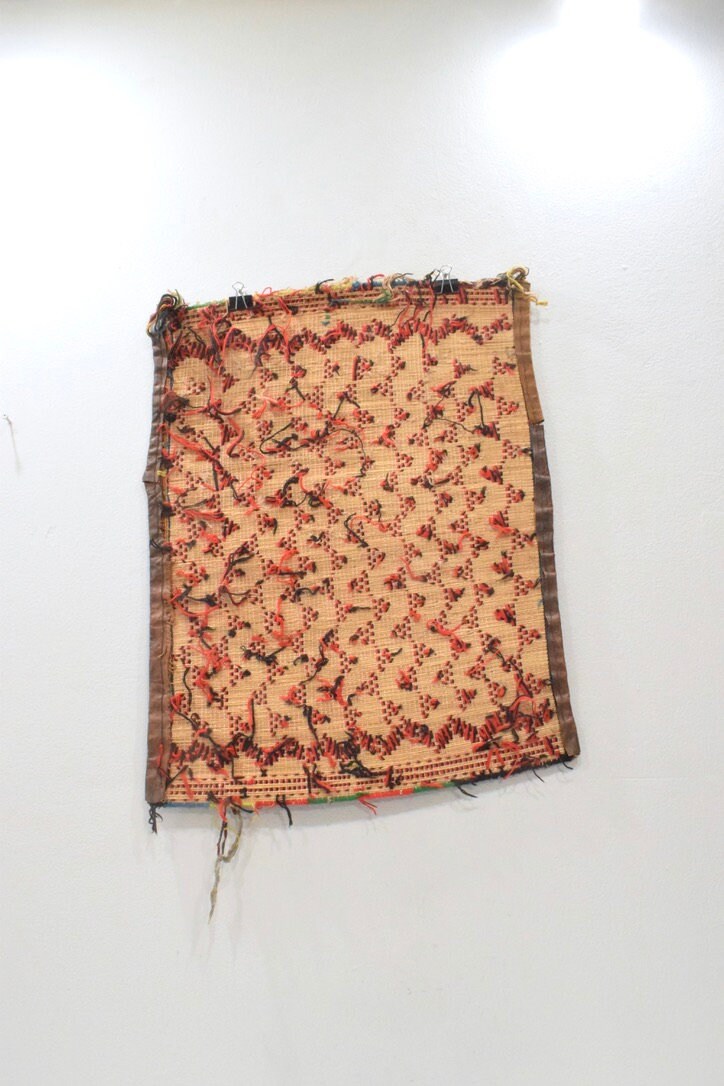 African Tuareg Woven Straw Leather Tuareg Mat Mali
