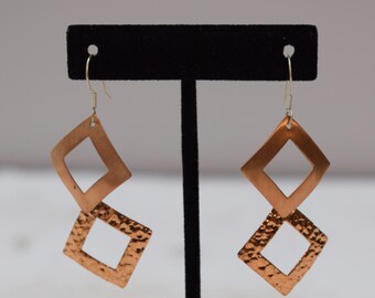 Earrings Plated Copper Textured Triangle Dangle Earrings 60mm