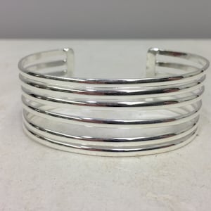 Bracelet Cuff Six Band Silver Plated Bracelet
