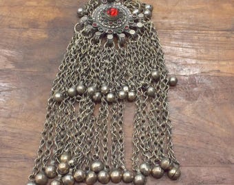Middle Eastern Silver Kuchi Glass Pendant