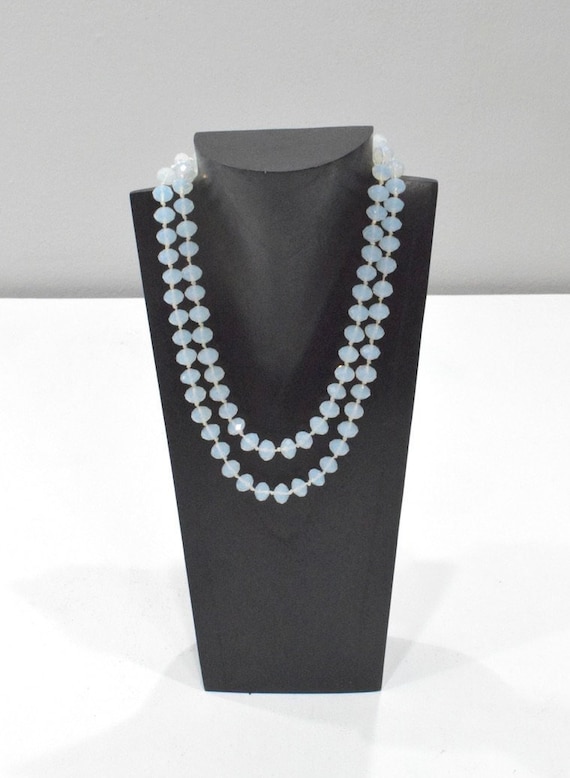 Necklace Czechoslovakian White Opal Crystal Beads