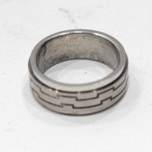 Ring Stainless Steel Etched Spinner Band Ring