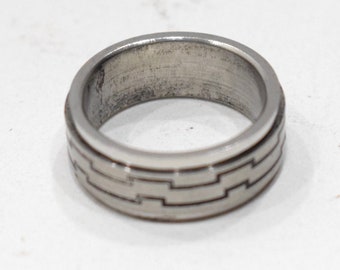 Ring Stainless Steel Etched Spinner Band Ring