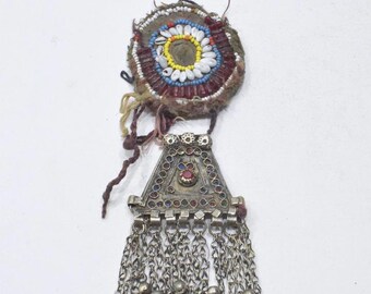 Middle Eastern Silver Kuchi Glass Pendant