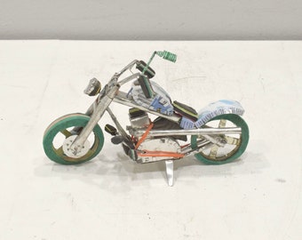 Toy Motorcycle African Recycled Tin Can Tanzania Toy Motorcycle