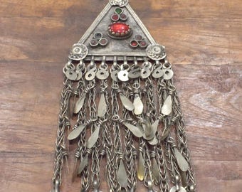 Middle Eastern Silver Kuchi Glass Pendant