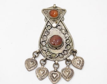 Middle Eastern Silver Carnelian Pendant