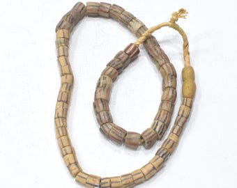 African Sand Cast Glass Bead Strand Ghana