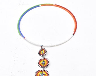 African Masai Beaded Stretch Chocker Necklace Kenya